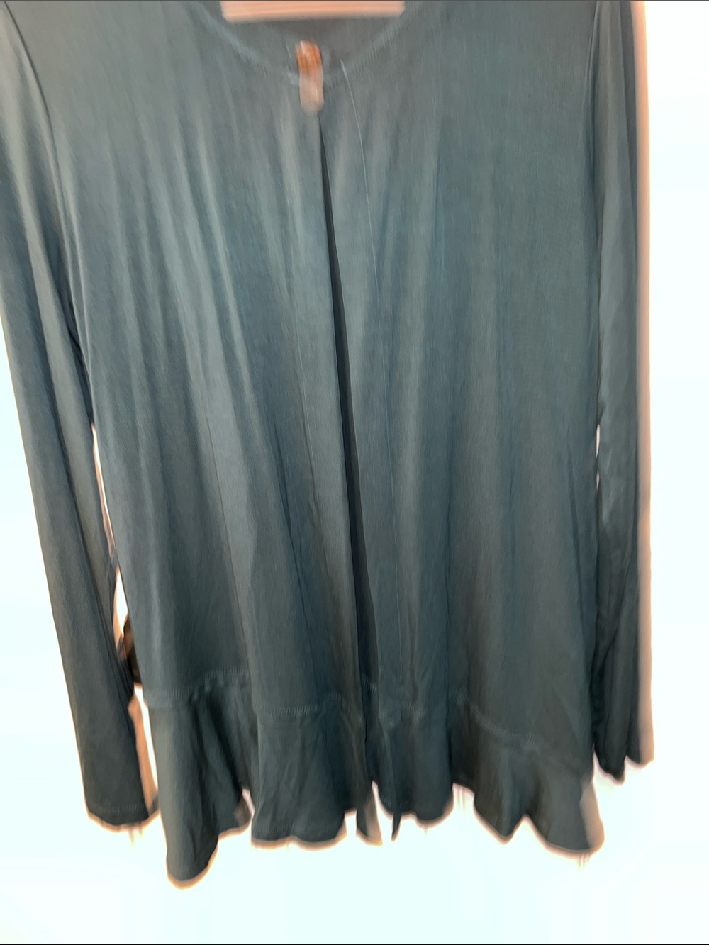 LOGO by Lori Goldstein Teal Long-Sleeve Ruffle-Hem sweater